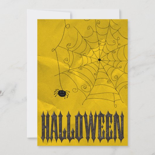 ハロウィンの怖いクモとクモの巣 招待状 (正面)