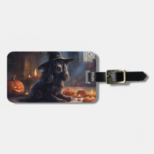 ハロウィンの怖いコッカースパニエルとカボチャ ラゲッジタグ