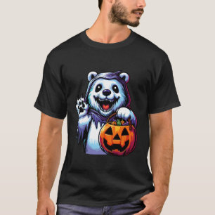 ハロウィンの怖いシロクマおばけのスイーツ入れ袋 Tシャツ