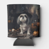 ハロウィンの怖いシーズーのかぼちゃ  缶クーラー (裏面)