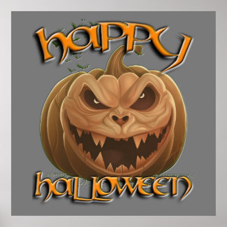 ハロウィンの怖いジャック・オ・ランタン ポスター