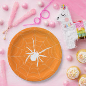 ハロウィンの怖いスパイダーパターン ペーパープレート (パーティー)