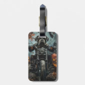 ハロウィンの怖いバイクに乗ったイタリアン・コルソ・ドッグ ラゲッジタグ (裏面縦)
