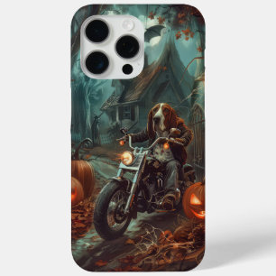 ハロウィンの怖いバセットハウンドのバイク iPhone 15 PRO MAXケース