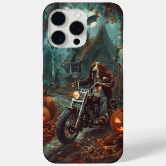 ハロウィンの怖いバセットハウンドのバイク Case-Mate iPhoneケース (裏面)