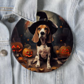 ハロウィンの怖いビーグルのかぼちゃ 缶バッジ (インサイチュ)