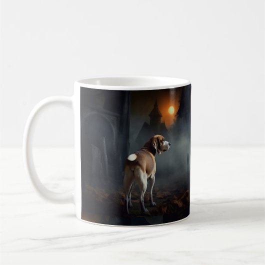 ハロウィンの怖いビーグル犬 コーヒーマグカップ (左)