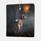 ハロウィンの怖いビーグル犬 セラミックオーナメント (左)