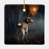 ハロウィンの怖いビーグル犬 セラミックオーナメント (裏面)