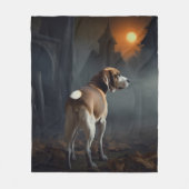 ハロウィンの怖いビーグル犬 フリースブランケット (正面)