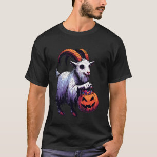 ハロウィンの怖いヤギの幽霊のお菓子入れ 3 Tシャツ