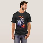 ハロウィンの怖いヤギの幽霊のお菓子入れ 3 Tシャツ (正面フル)