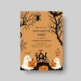 ハロウィンの怖いユニークな子供の誕生日招待状 招待状