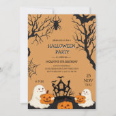 ハロウィンの怖いユニークな子供の誕生日招待状 招待状 (正面)