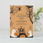 ハロウィンの怖いユニークな子供の誕生日招待状 招待状 (スタンド正面)