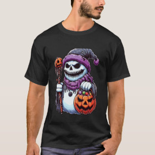 ハロウィンの怖い雪だるま幽霊のスイーツ入れ袋 Tシャツ