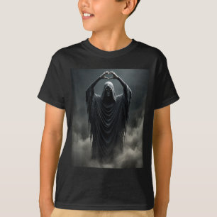 ハロウィンの怖い顔の幽霊のハートの手 Tシャツ
