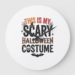 ハロウィンの怖可笑しいコスチューム　ビンテージTシャツデザイン ラージ壁時計