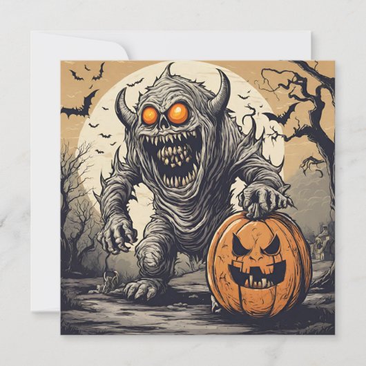 ハロウィンの怪物とジャック・オ・ランタン シーズンカード (正面)