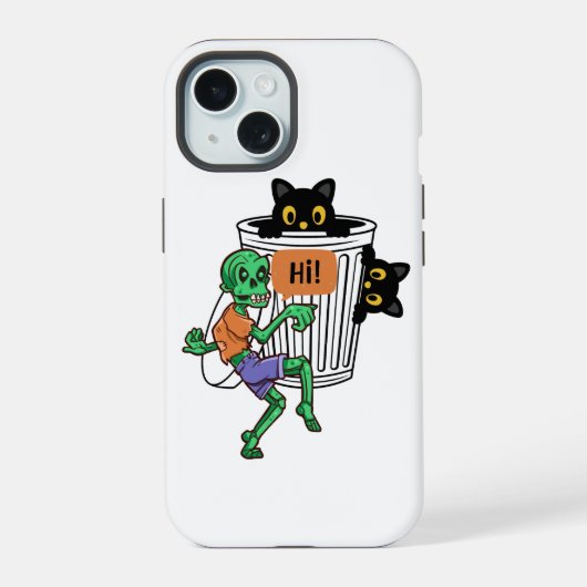 ハロウィンの怯えるネコ iPhone 15ケース (裏面)
