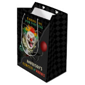 ハロウィンの恐いピエロの大人の気色悪いサーカスのパーティー ミディアムペーパーバッグ (裏面アングル)