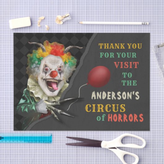 ハロウィンの恐いピエロの大人の気色悪いサーカスのパーティー 薄葉紙 (クラフト)