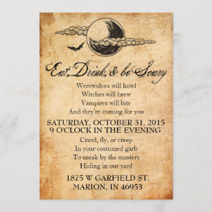 ハロウィンの恐い招待状が食べ、飲み、そしてあって下さい 招待状
