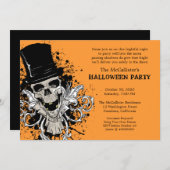 ハロウィンの恐怖夜スカルの衣裳のパーティー 招待状 (正面/裏面)