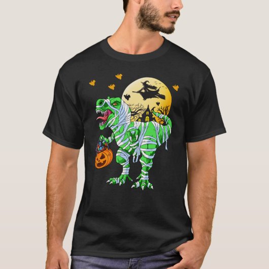 ハロウィンの恐竜ティー・レックスの面白いお化け Tシャツ (正面)