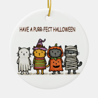 ハロウィンの愉快な猫たち  セラミックオーナメント