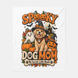 ハロウィンの愛犬家の母のためのスケルトンデザイン スケアードッグママ フリースブランケット