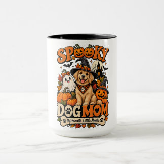 ハロウィンの愛犬家の母のためのスケルトンデザイン スケアードッグママ マグカップ