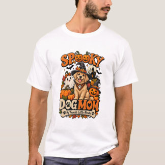 ハロウィンの愛犬家の母のためのスケルトンデザイン スケアードッグママ Tシャツ