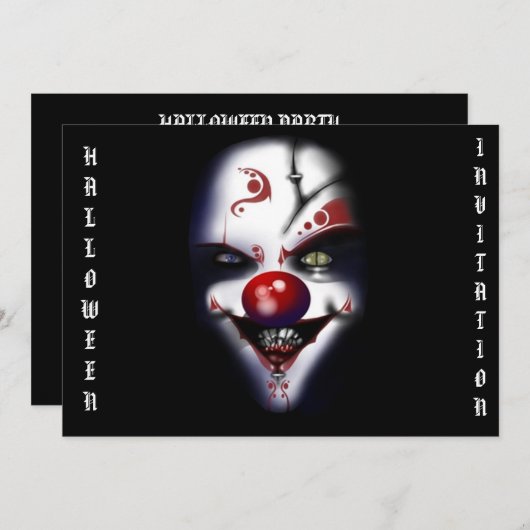 ハロウィンの招待の恐いピエロ 招待状 (正面/裏面)