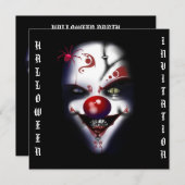 ハロウィンの招待の恐く邪悪なピエロ 招待状 (正面/裏面)