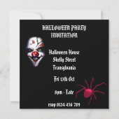 ハロウィンの招待の恐く邪悪なピエロ 招待状 (裏面)