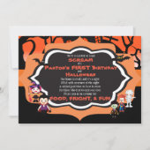 ハロウィンの招待状の子供の誕生会カード 招待状 (正面)