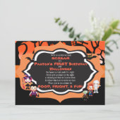 ハロウィンの招待状の子供の誕生会カード 招待状 (スタンド正面)