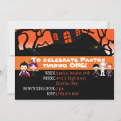 ハロウィンの招待状の子供の誕生会カード 招待状 (裏面)