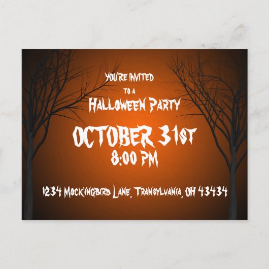ハロウィンの招待状の郵便はがき 案内ポストカード (正面)