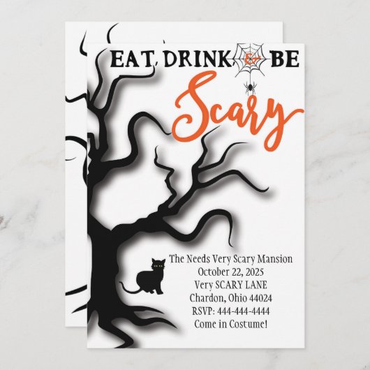 ハロウィンの招待状は恐いです食べましたり、飲みましたり、及び! 招待状 (正面/裏面)