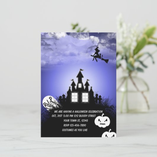 ハロウィンの招待状 あなたのテキストを書いてください 招待状 (スタンド正面)