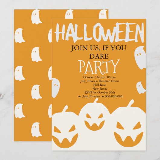 ハロウィンの招待状 招待状 (正面/裏面)