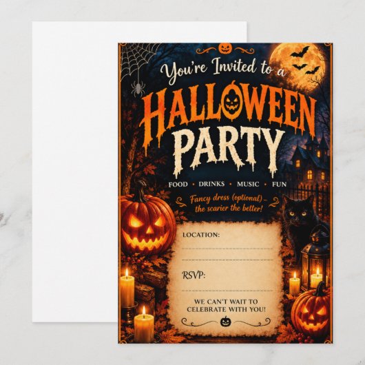 ハロウィンの招待状 招待状 (正面/裏面)