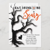ハロウィンの招待状 食べて、飲んで、怖がって！ 招待状 (正面/裏面)