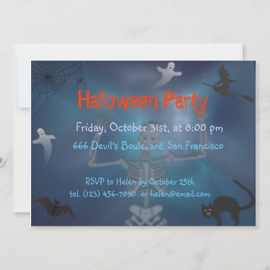 ハロウィンの招待 招待状 (裏面)