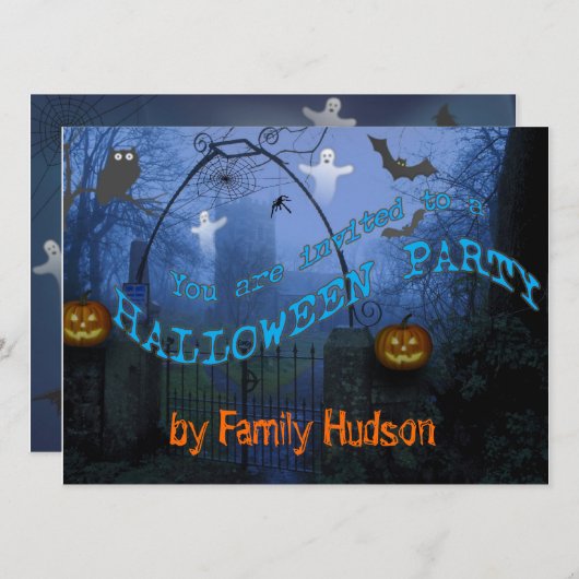 ハロウィンの招待 招待状 (正面/裏面)