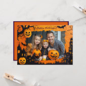 ハロウィンの挨拶とカスタムフォトカード カード (正面/裏面インサイチュ)