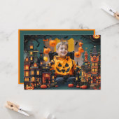 ハロウィンの挨拶とカスタムフォトカード カード (正面/裏面インサイチュ)