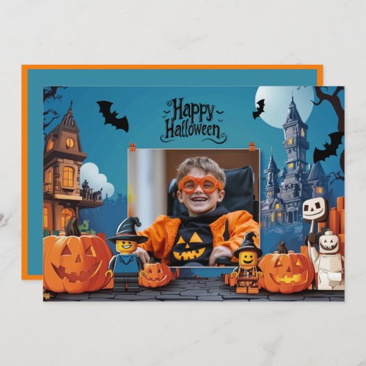 ハロウィンの挨拶とカスタムフォトカード カード (正面/裏面)